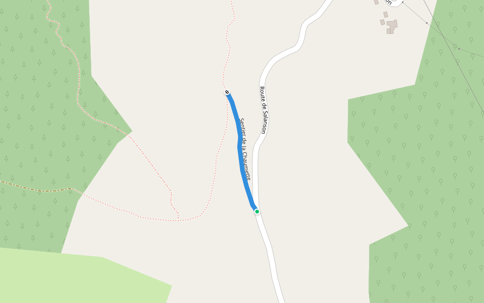 Sentier de la Chaumette walking route map in Ispagnac