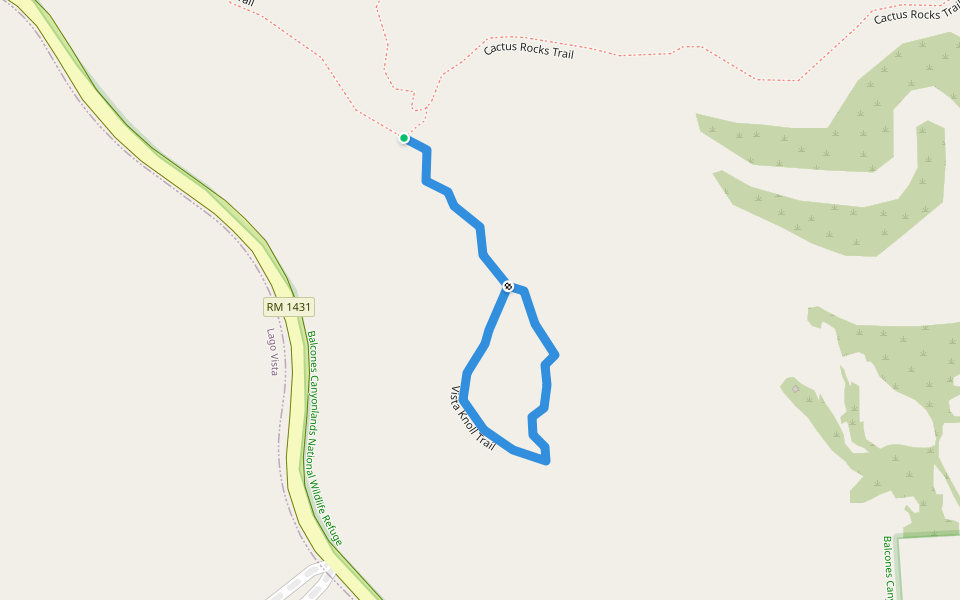 Vista Knoll Trail walking route map in Leander