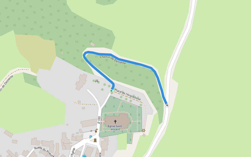 Chemin de Desserte walking route map in Mont-Saint-Vincent