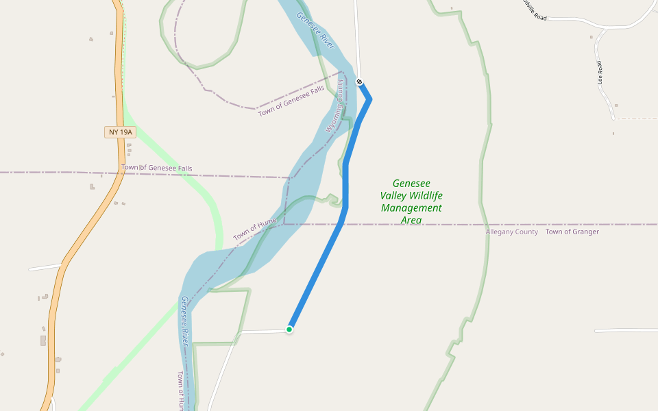 S River walking route map in Hunt