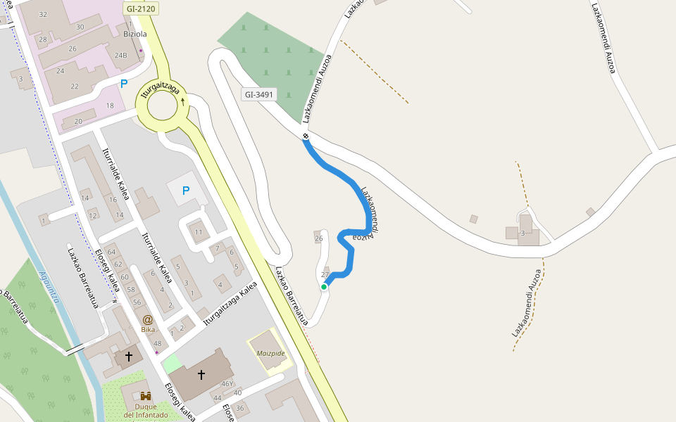 Lazkaomendi Auzoa walking route map in Lazkao