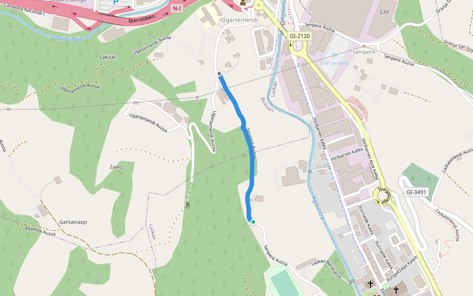 Senpere Auzoa walking route map in Lazkao