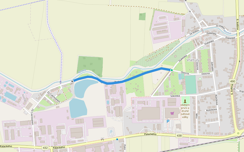 Za Cukrovarem walking route map in Holesov