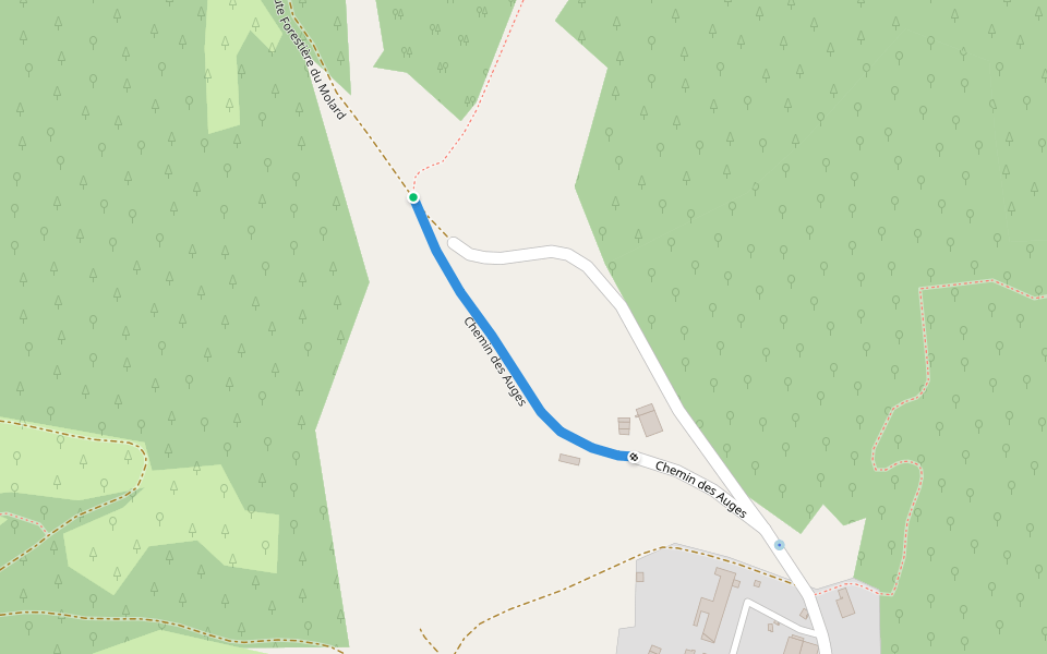 Chemin des Auges walking route map in Crenans