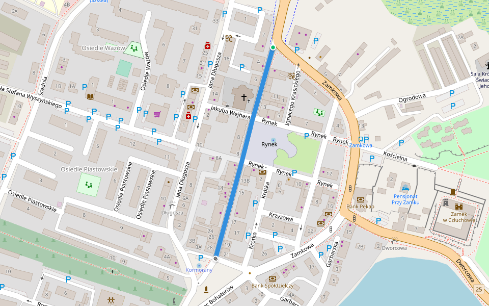 Królewska walking route map in Człuchów