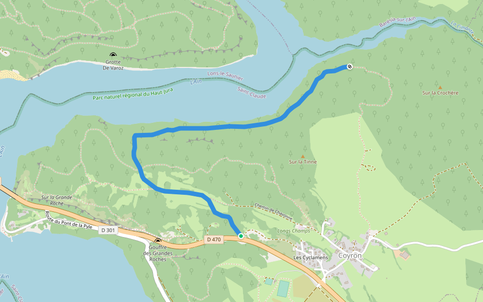 Chemin de sous le Bois walking route map in Coyron