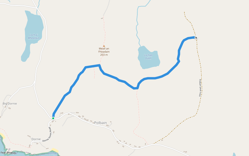 Polbain Hill Path walking route map in Polbain