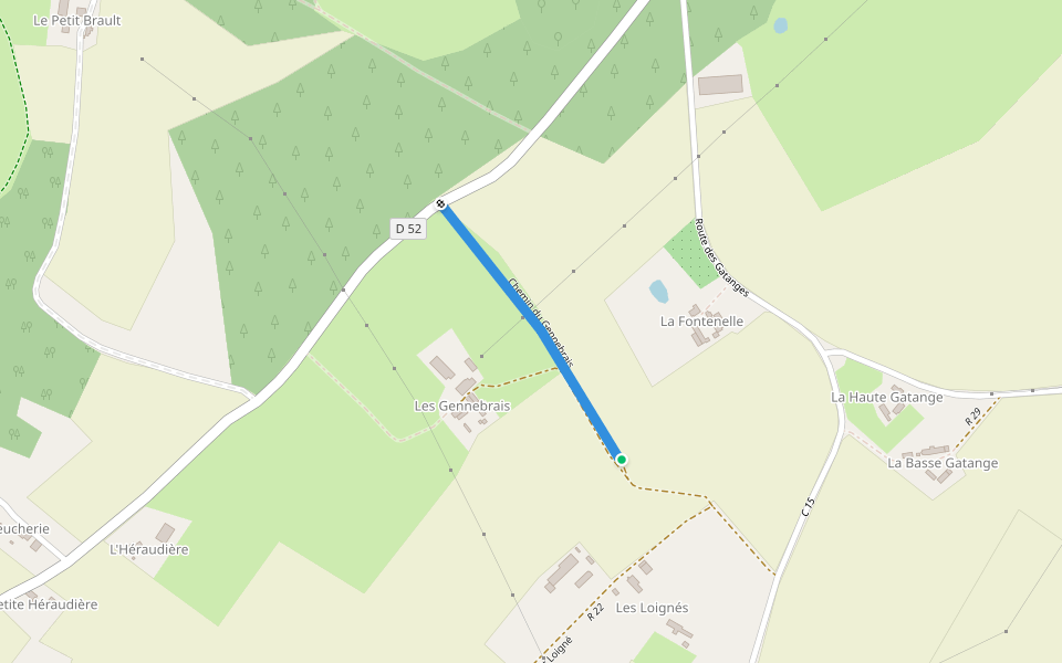 Chemin du Gennebrais walking route map in Parigné-l'Évêque