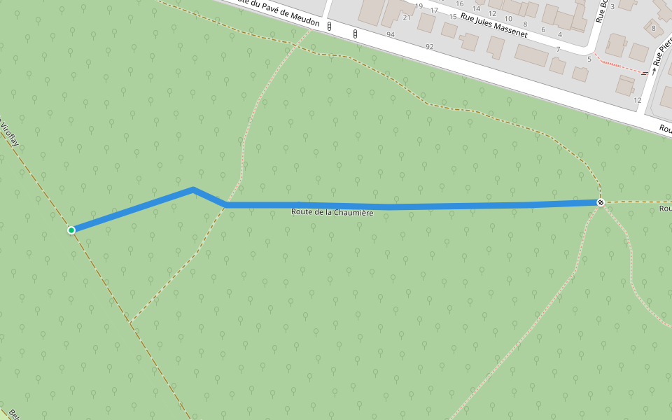 Route de la Chaumière walking route map in Viroflay