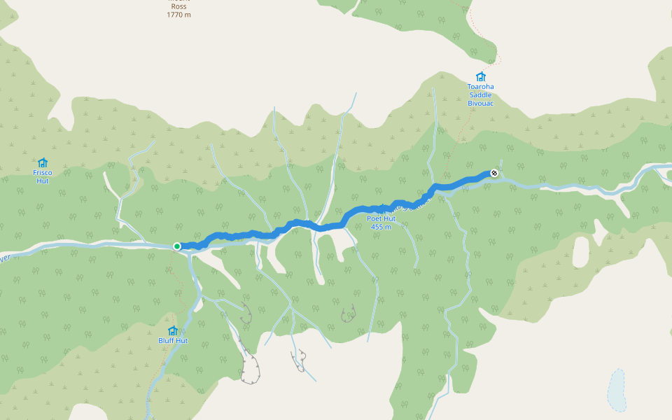 Mungo River Track walking route map in Kokatahi