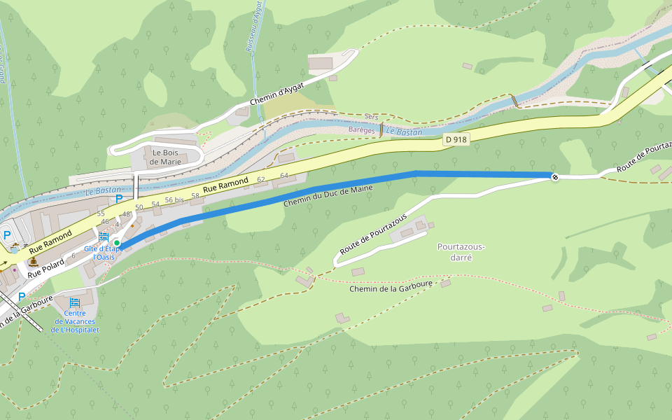Chemin du Duc de Maine walking route map in Barèges