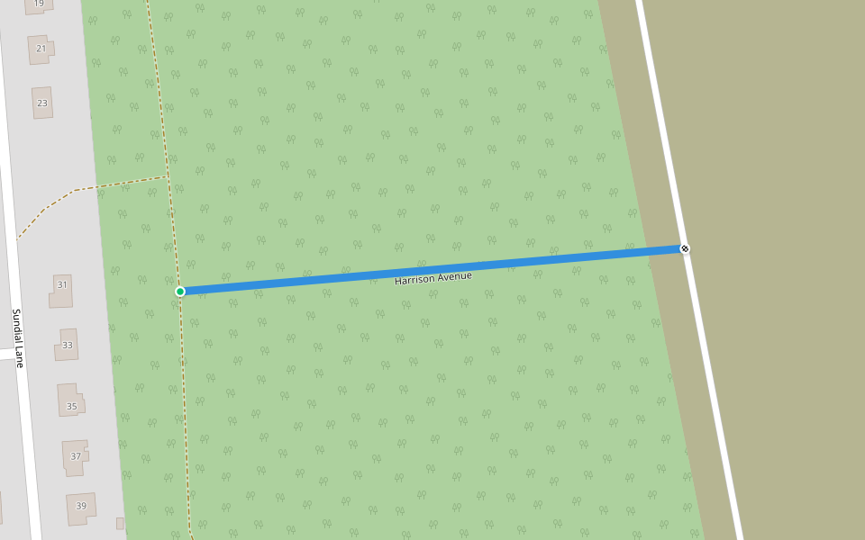 Harrison Avenue walking route map in Bellport