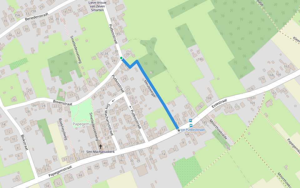 Meulewegje walking route map in Lede