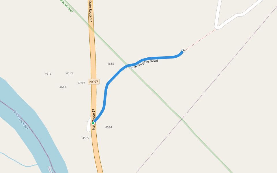 Smith-Hughes Road walking route map in Narrowsburg