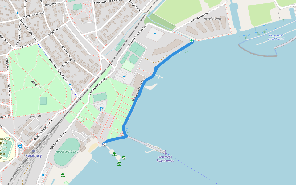 Mikus Gyula sétány walking route map in Keszthely