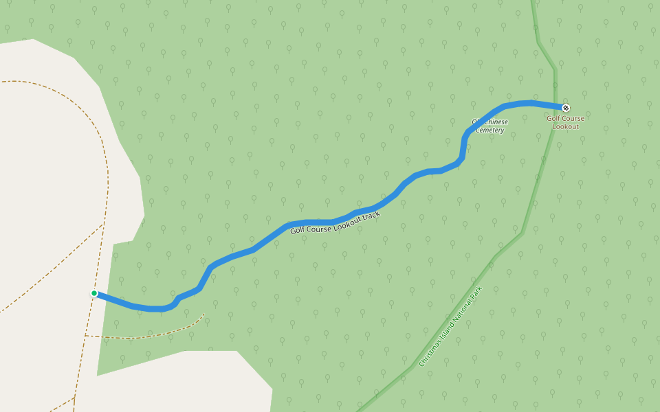 Golf Course Lookout track walking route map in Christmas Island