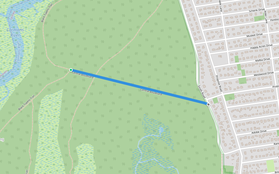 Central Boulevard walking route map in Shirley