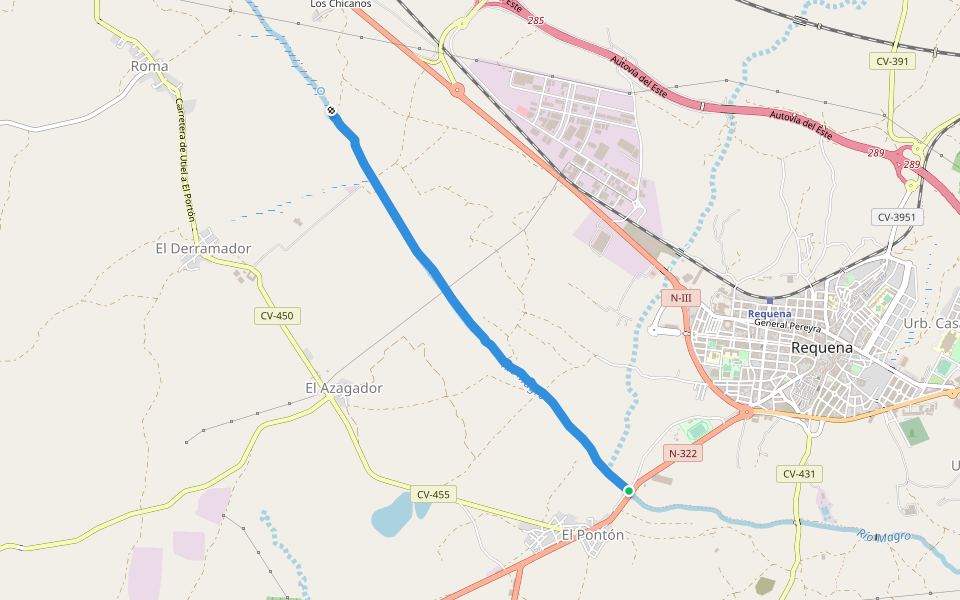 Sendero del Rio Magro (Margen Izquierda) walking route map in Requena
