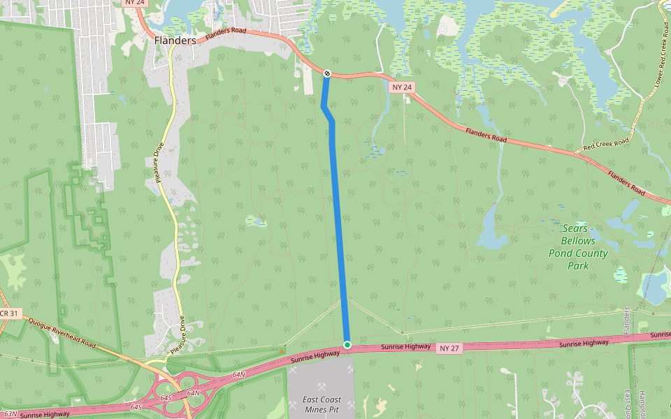 Riverhead Avenue walking route map in East Quogue