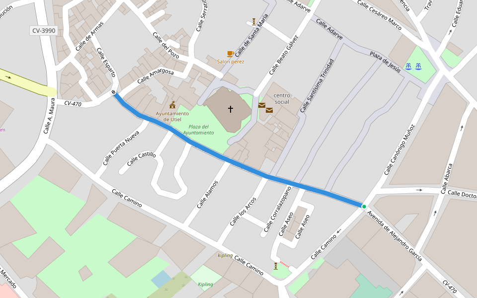 Calle Real walking route map in Utiel