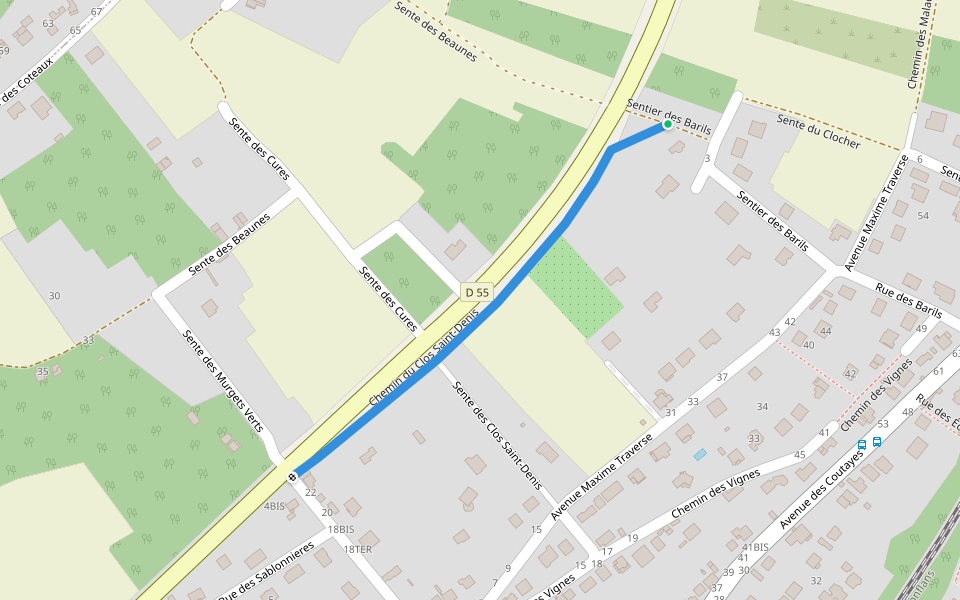 Chemin du Clos Saint-Denis walking route map in Andrésy