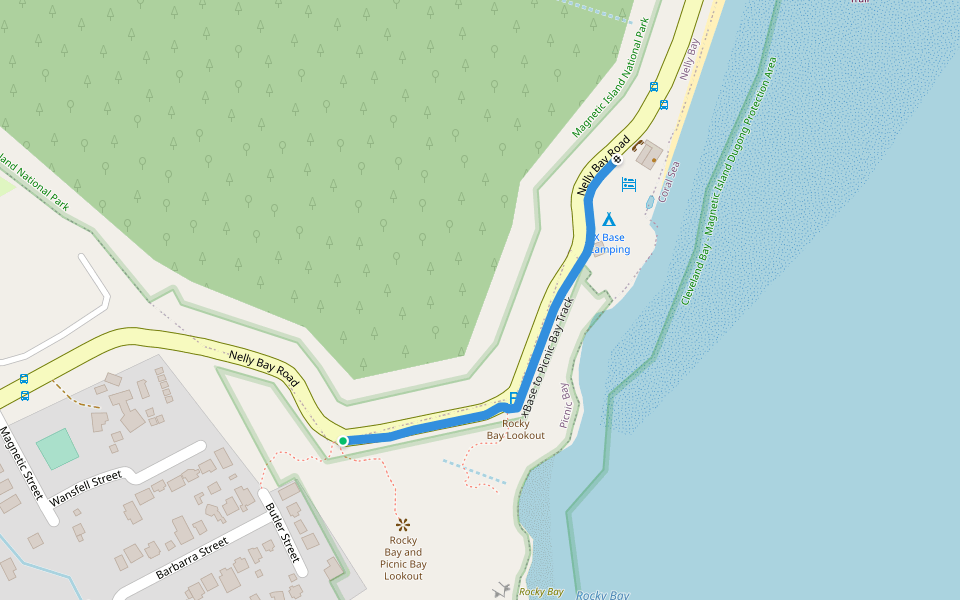 xBase to Picnic Bay Track walking route map in Picnic Bay