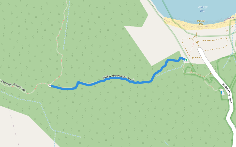 Radical Bay Walking Track walking route map in Florence Bay