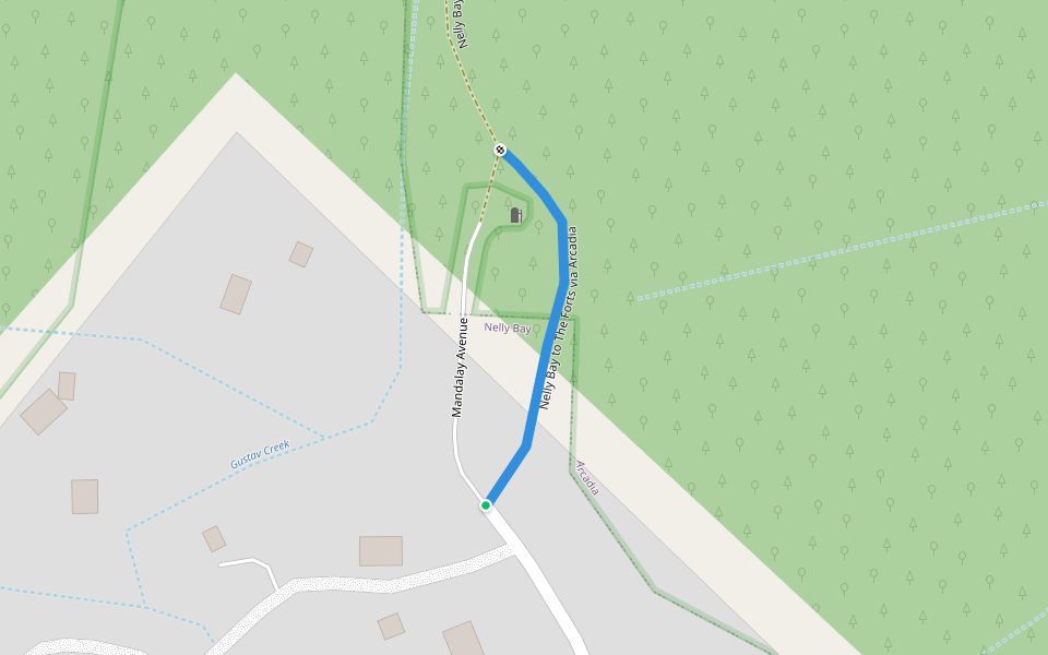 Nelly Bay to The Forts via Arcadia walking route map in Arcadia