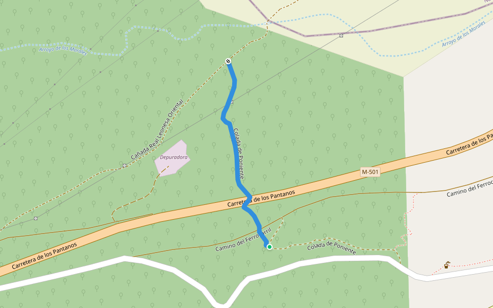 Colada de Poniente walking route map in Rozas de Puerto Real
