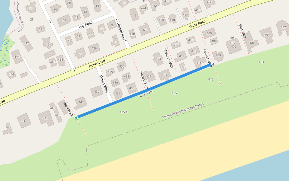 Surf Walk walking route map in Westhampton Beach