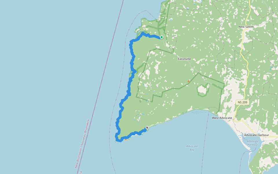 Coastal Trail walking route map in Advocate Harbour