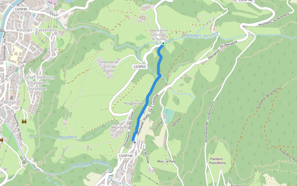 Kreuzweg Karnol - Via Crucis Cornale walking route map in Cornale di Sopra