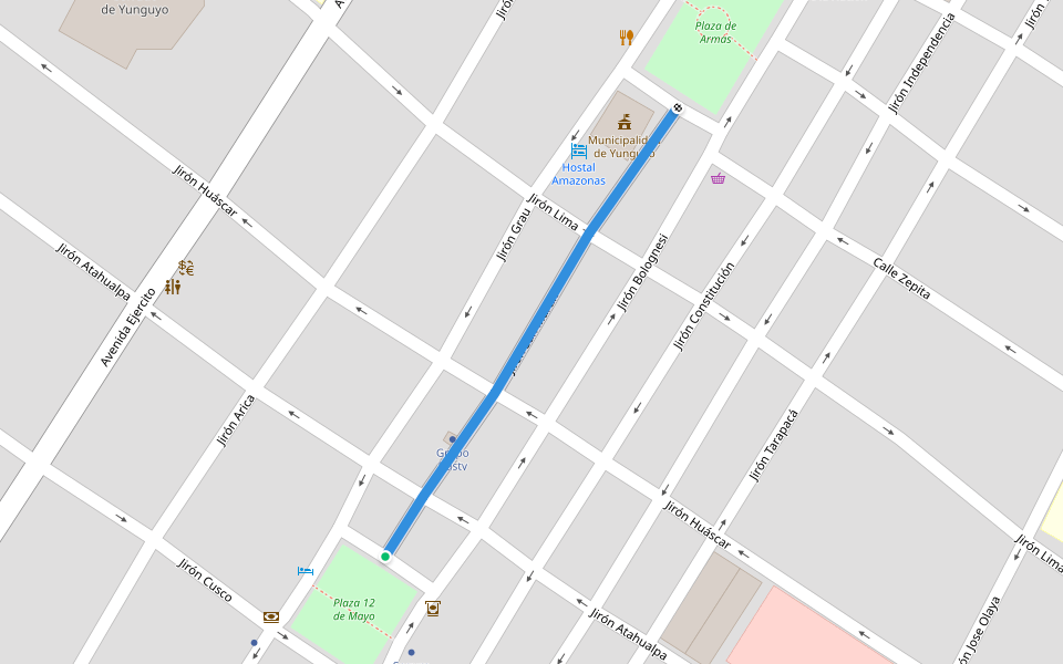 Jirón San Martín walking route map in Yunguyo