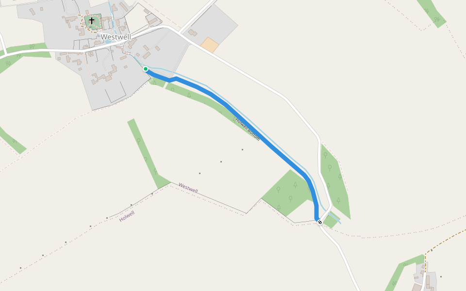 Holwell Bottom walking route map in Westwell