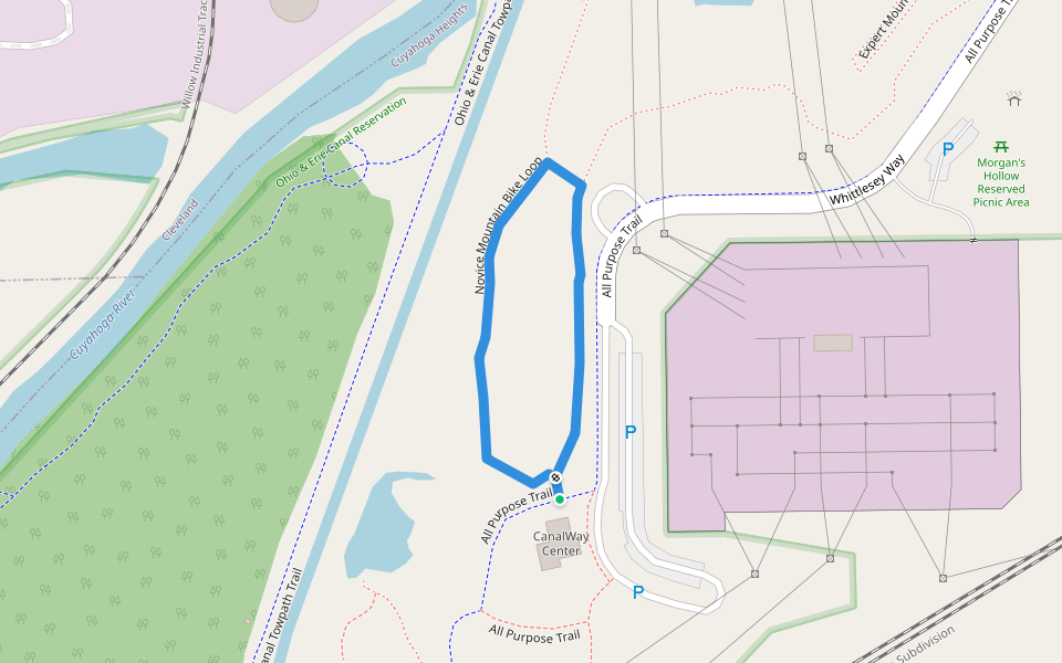 Novice Mountain Bike Loop walking route map in Cleveland