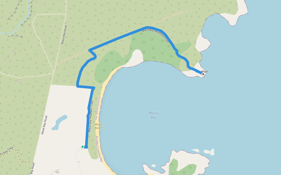 Matai Bay Headland Track walking route map in Karikari Peninsula