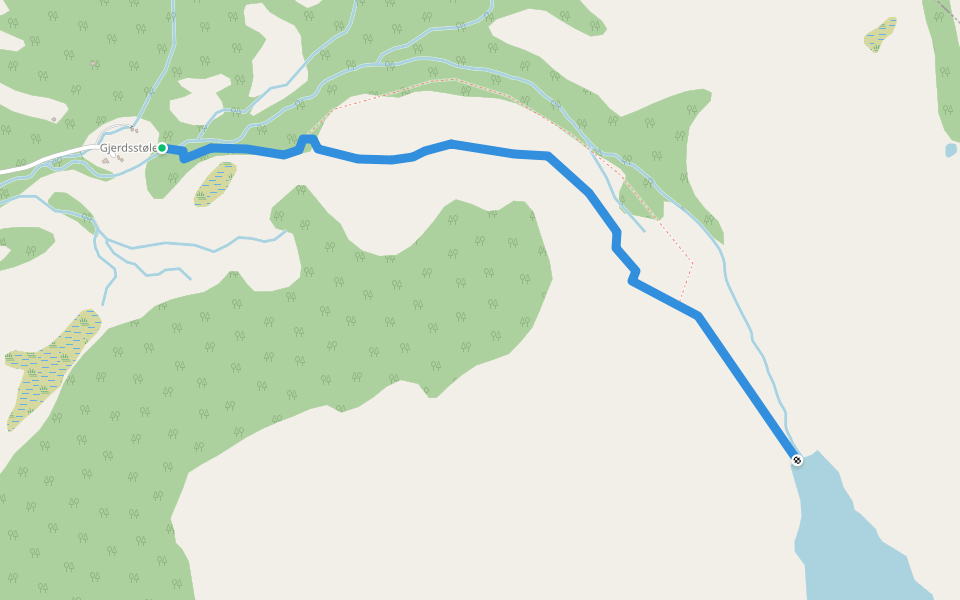 Rås gjerdstølen svartevatn walking route map in Dyrkorn