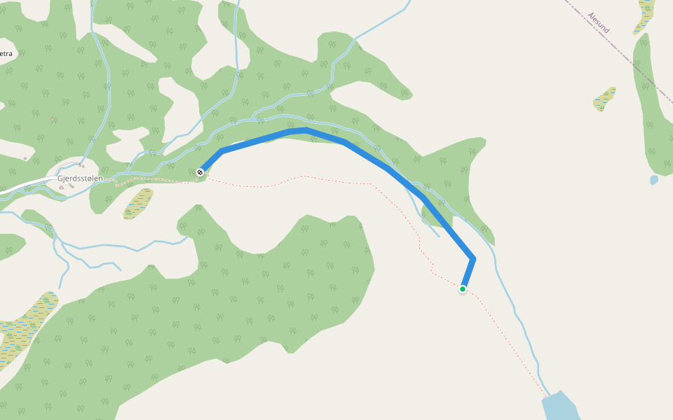 alternativ rute walking route map in Dyrkorn