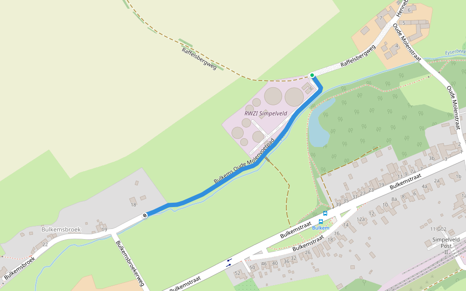Bulkems Oude Molenvoetpad walking route map in Simpelveld