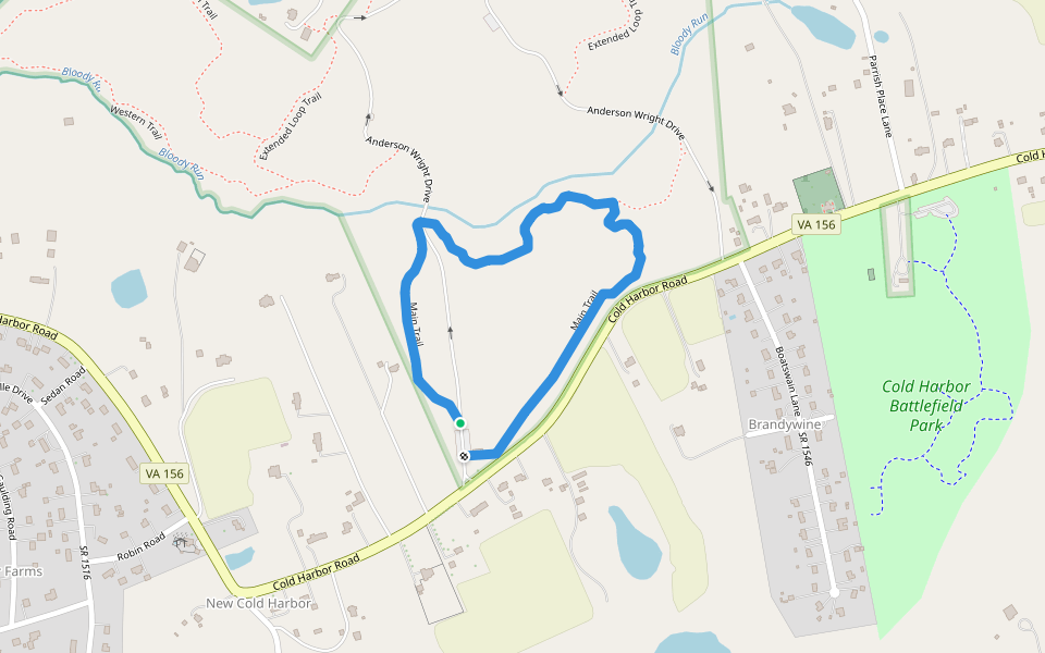 Main Trail walking route map in Mechanicsville