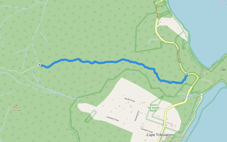 Mt Sorrow Ridge Trail walking route map in Cape Tribulation