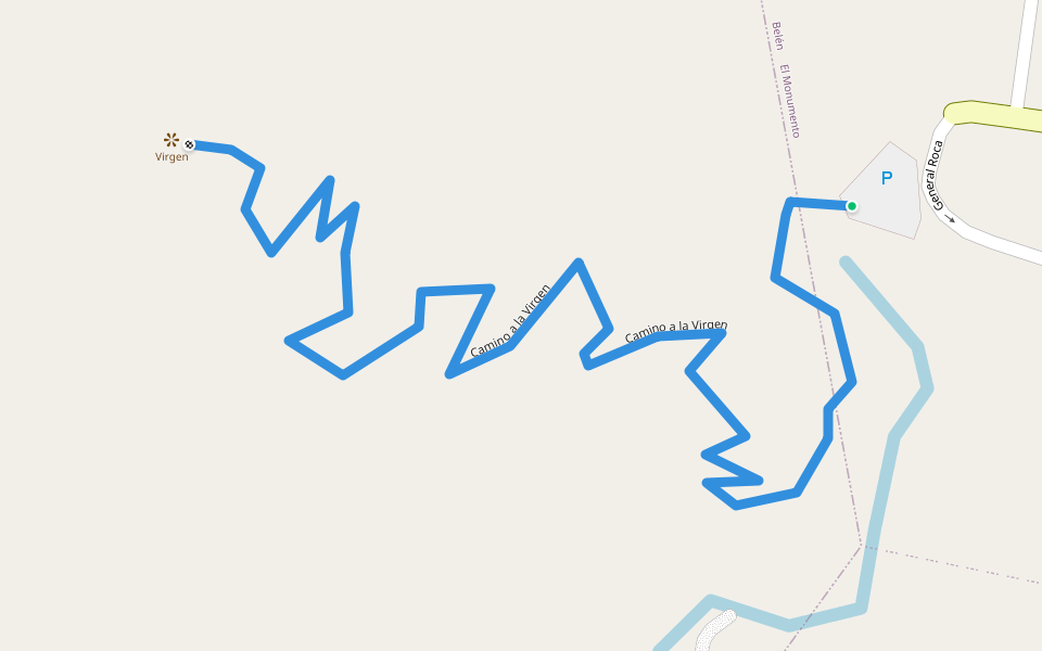 Camino a la Virgen walking route map in Belén