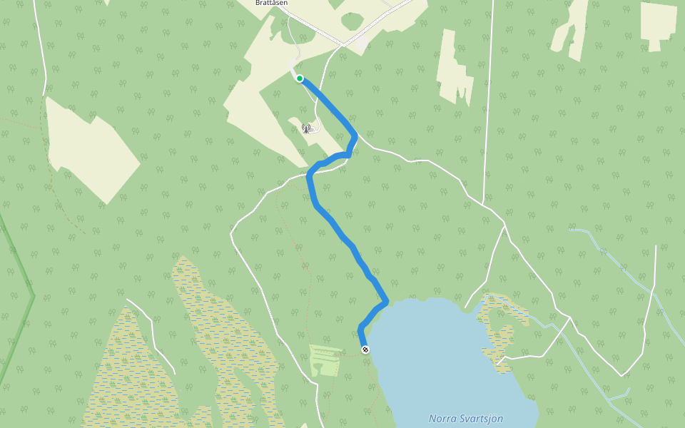 Svartsjöspåren 4, 8, 10 km walking route map in Brattåsen