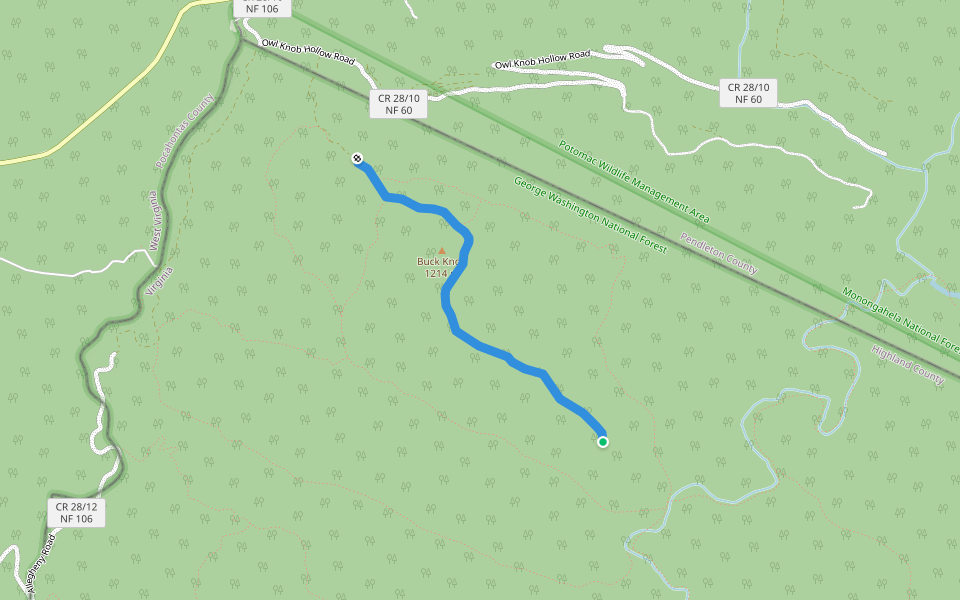 Locust Springs walking route map in Blue Grass