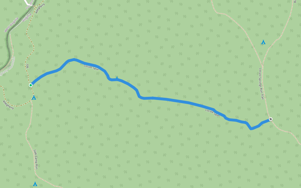 Locust Spur walking route map in Blue Grass