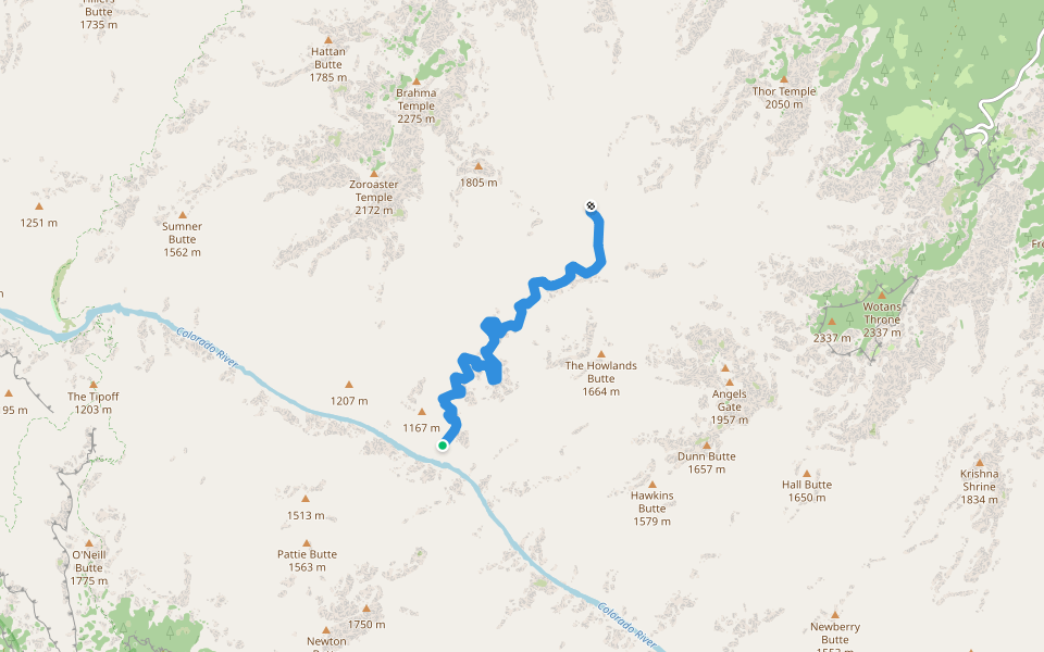 Crystal Creek Route walking route map in Grand Canyon Village