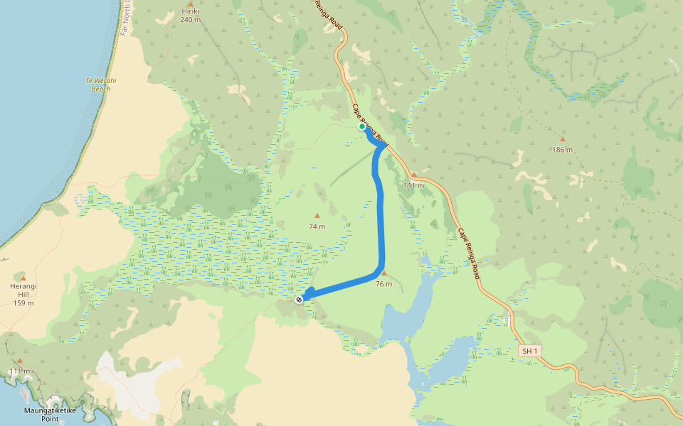 Twilight Track walking route map in Cape Reinga