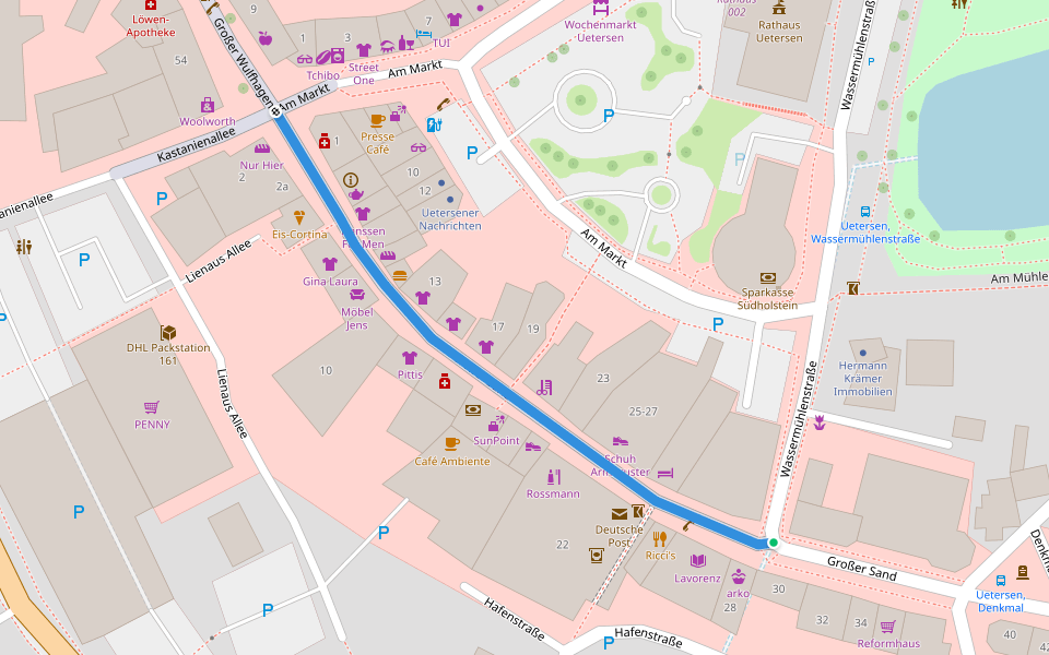 Großer Sand walking route map in Uetersen