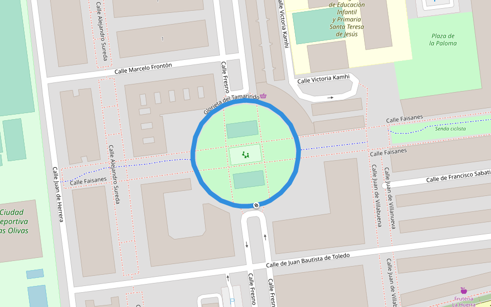 Glorieta del Tamarindo walking route map in Aranjuez