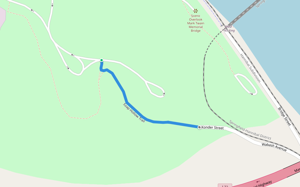 Soap Hollow Trail walking route map in Hannibal